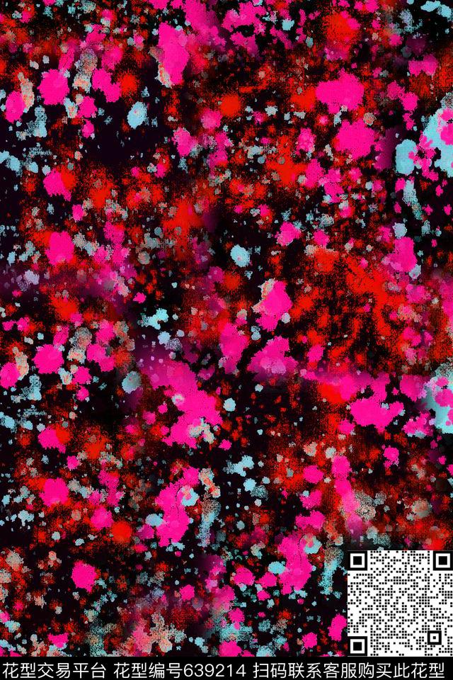 泼墨纹理笔触数码印花华亿平台下载（图片编号: 639214） - 瓦栏（Walan）