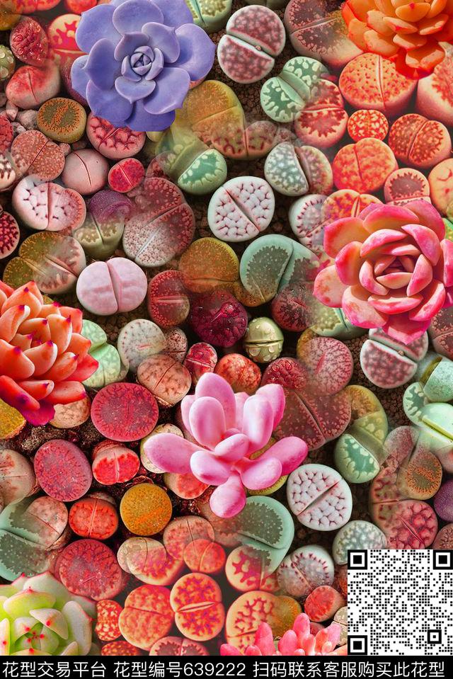 乱花花卉多肉植物数码印花华亿平台下载（图片编号: 639222） - 瓦栏（Walan）