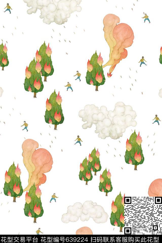 趣味小人云数码印花华亿平台下载（图片编号: 639224） - 瓦栏（Walan）