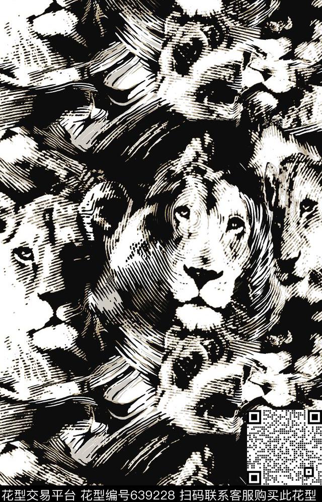 连衣裙大衣流行时尚老虎数码印花华亿平台下载（图片编号: 639228） - 瓦栏（Walan）