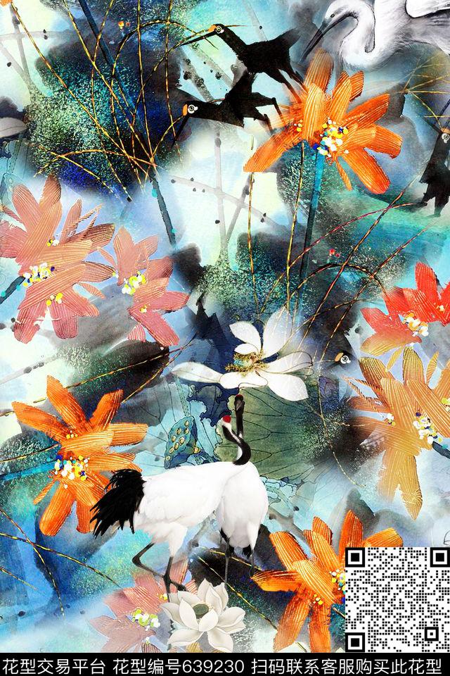 民族风中国风水墨数码印花华亿平台下载（图片编号: 639230） - 瓦栏（Walan）