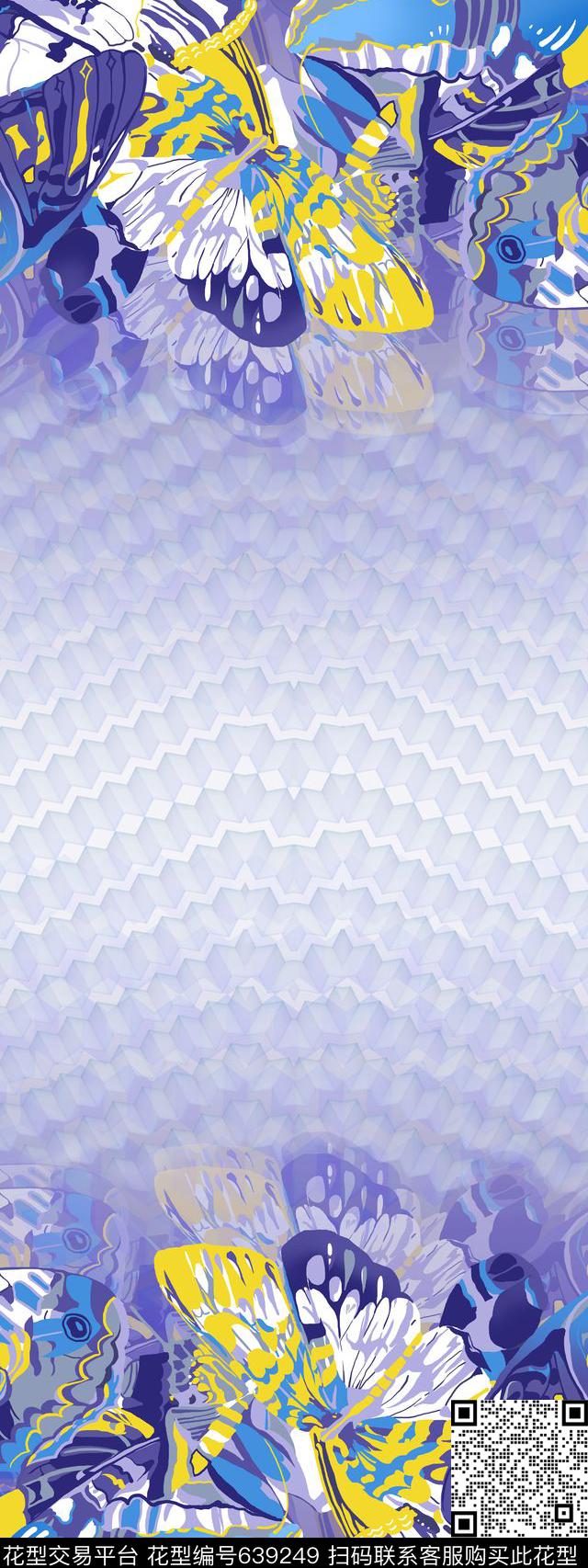 水彩蝴蝶丝巾流行时尚数码印花华亿平台下载（图片编号: 639249） - 瓦栏（Walan）