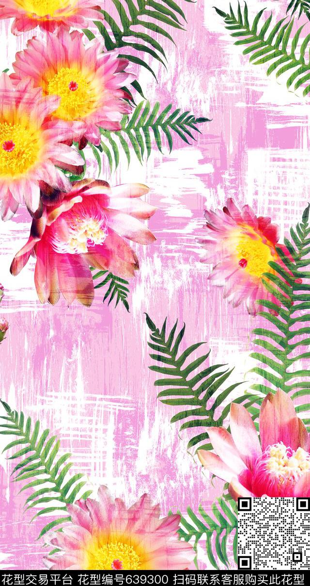 热带纹理棕榈叶数码印花华亿平台下载（图片编号: 639300） - 瓦栏（Walan）