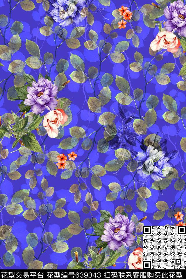 牡丹L.D~花卉L.D~水彩传统印花华亿平台下载（图片编号: 639343） - 瓦栏（Walan）