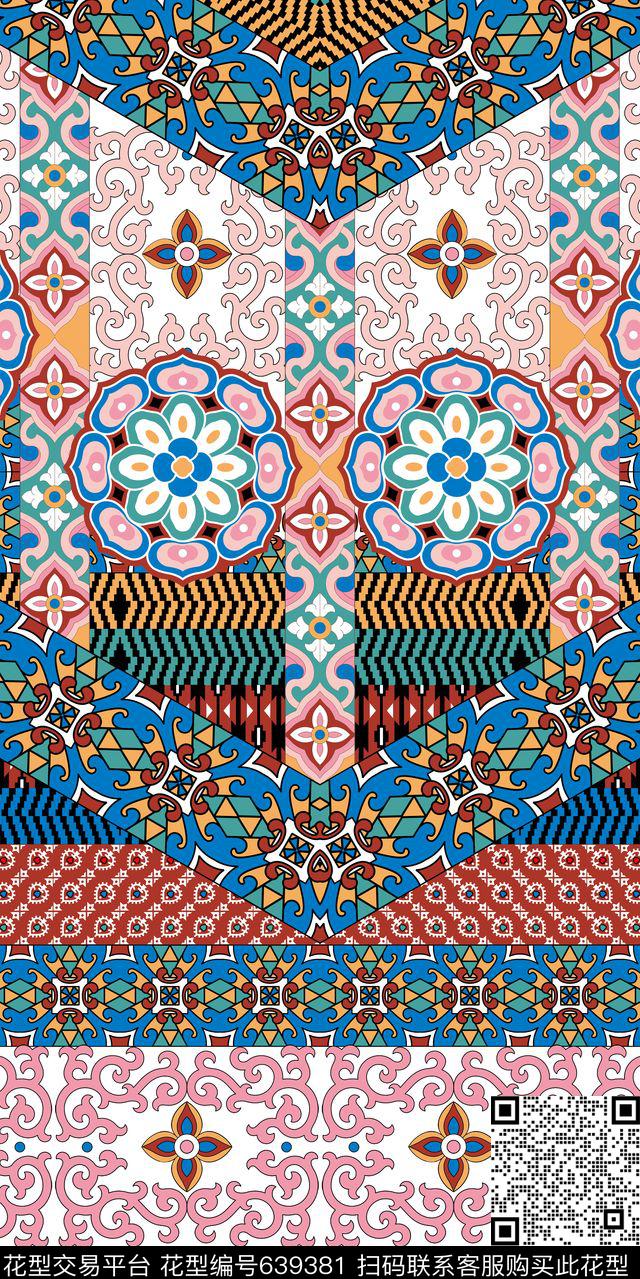民族风混搭南美花纹传统印花华亿平台下载（图片编号: 639381） - 瓦栏（Walan）