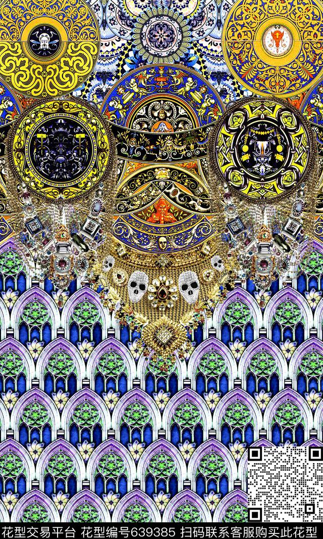 民族风欧式花纹建筑数码印花华亿平台下载（图片编号: 639385） - 瓦栏（Walan）