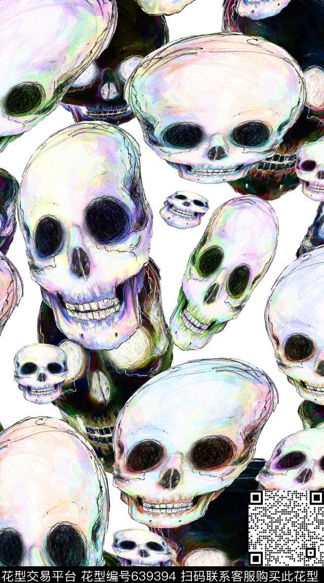 创意骷髅趣味数码印花华亿平台下载（图片编号: 639394） - 瓦栏（Walan）