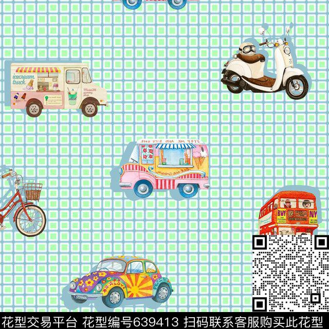 流行时尚卡通趣味格子数码印花华亿平台下载（图片编号: 639413） - 瓦栏（Walan）