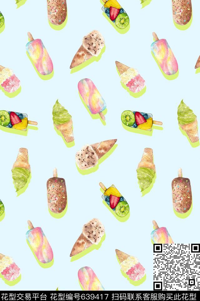 趣味冰激凌流行时尚数码印花华亿平台下载（图片编号: 639417） - 瓦栏（Walan）