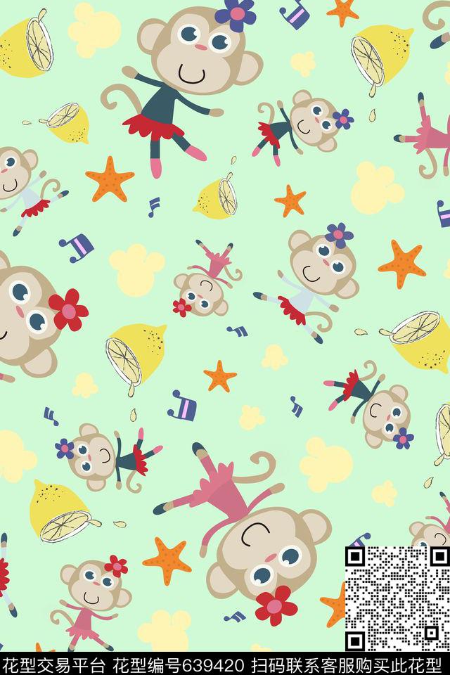 卡通星星猴子传统印花华亿平台下载（图片编号: 639420） - 瓦栏（Walan）