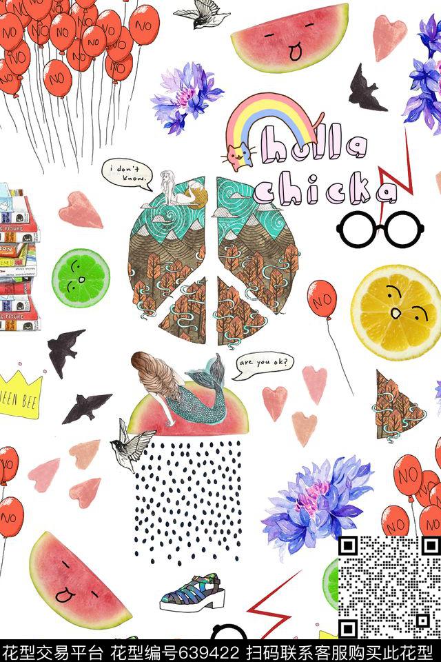 趣味水果彩虹数码印花华亿平台下载（图片编号: 639422） - 瓦栏（Walan）