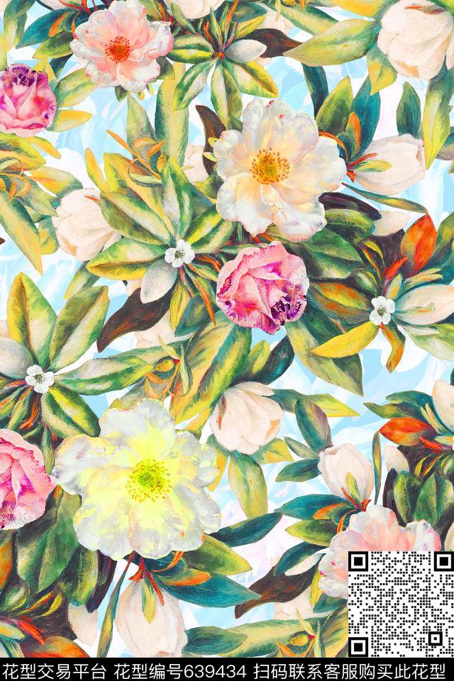 女装花卉油画数码印花华亿平台下载（图片编号: 639434） - 瓦栏（Walan）