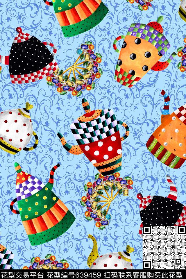 布艺家纺壁纸卷草花纹浅底数码印花华亿平台下载（图片编号: 639459） - 瓦栏（Walan）