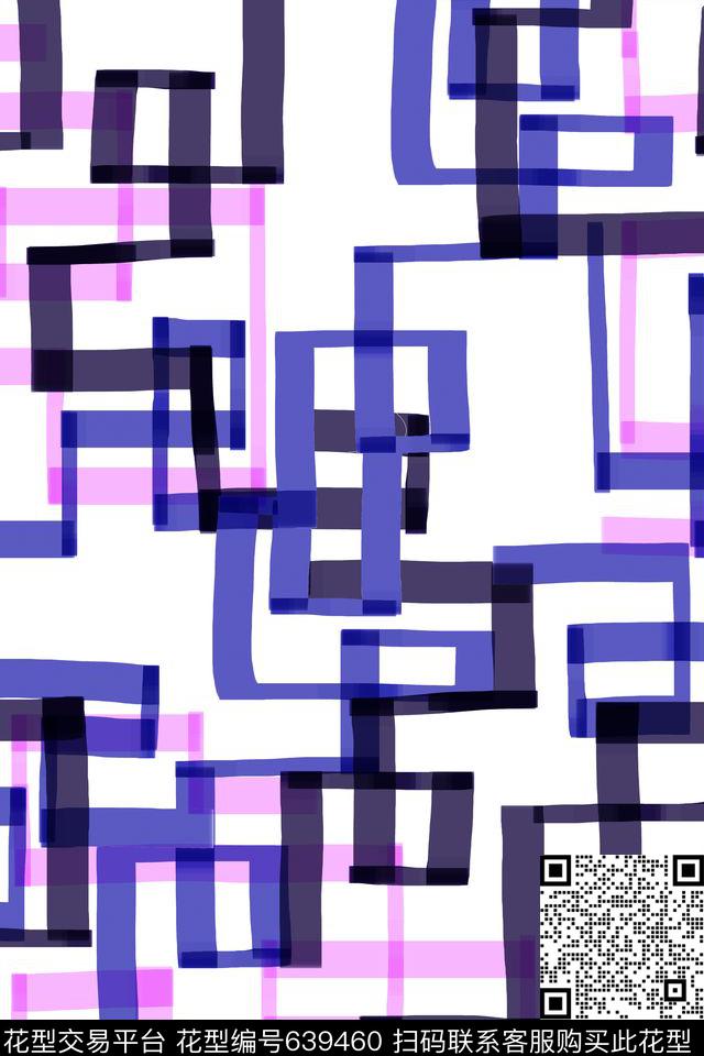 几何条纹格子泳装传统印花华亿平台下载（图片编号: 639460） - 瓦栏（Walan）