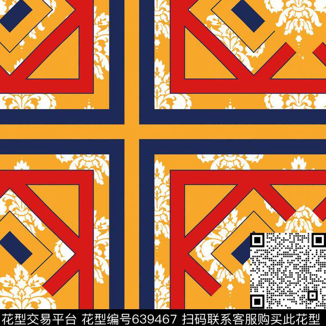 色块三角形几何传统印花华亿平台下载（图片编号: 639467） - 瓦栏（Walan）