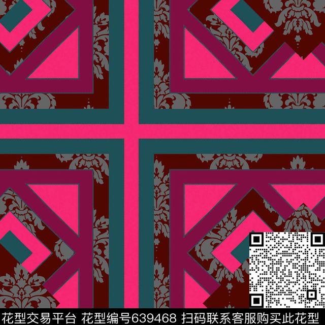 色块三角形几何传统印花华亿平台下载（图片编号: 639468） - 瓦栏（Walan）