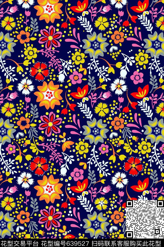 花卉清新小碎花满版小碎花传统印花华亿平台下载（图片编号: 639527） - 瓦栏（Walan）