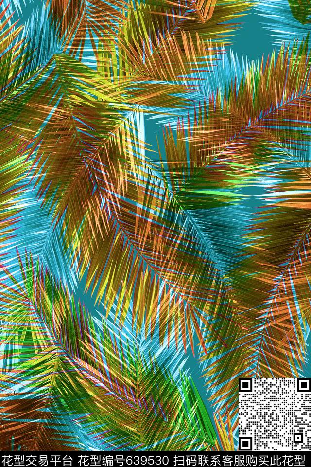 叶子热带泳装数码印花华亿平台下载（图片编号: 639530） - 瓦栏（Walan）
