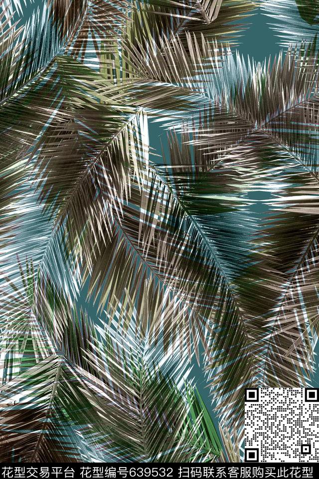 叶子热带泳装数码印花华亿平台下载（图片编号: 639532） - 瓦栏（Walan）