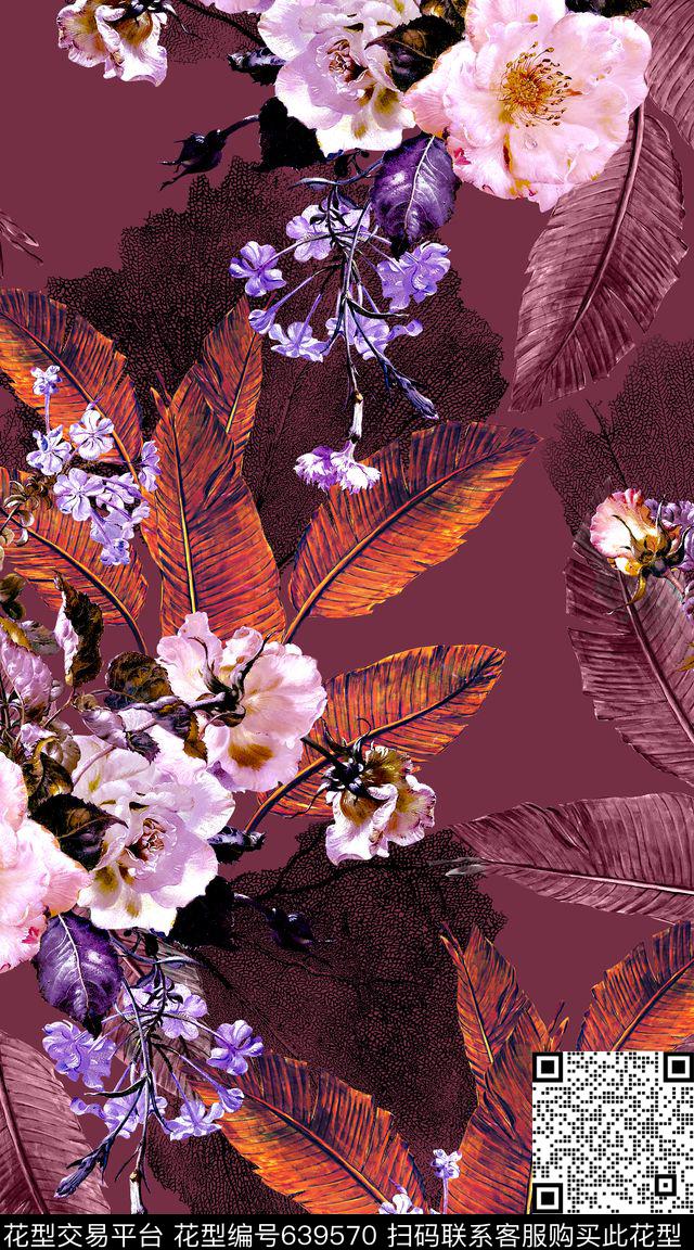 时尚欧式油画花卉数码印花华亿平台下载（图片编号: 639570） - 瓦栏（Walan）