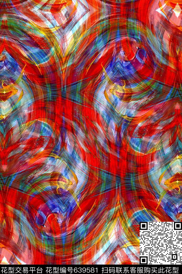 曲线细条纹波浪条纹数码印花华亿平台下载（图片编号: 639581） - 瓦栏（Walan）