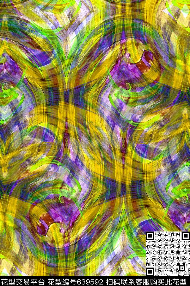 曲线细条纹波浪条纹数码印花华亿平台下载（图片编号: 639592） - 瓦栏（Walan）