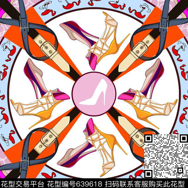 时尚手绘时尚大牌丝巾传统印花华亿平台下载（图片编号: 639618） - 瓦栏（Walan）