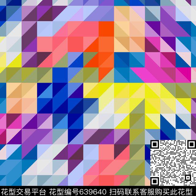 三角形几何多色数码印花华亿平台下载（图片编号: 639640） - 瓦栏（Walan）