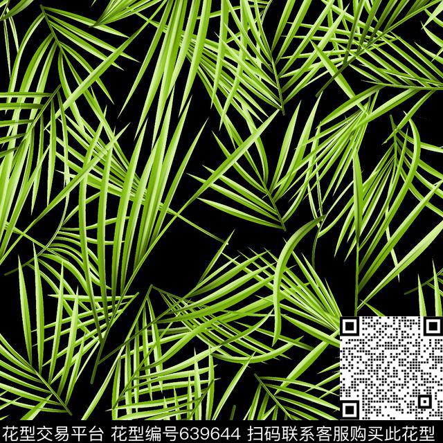 少女系列茂密叶子热带植物传统印花华亿平台下载（图片编号: 639644） - 瓦栏（Walan）