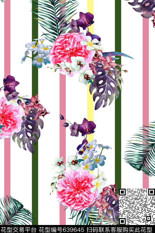 流行时尚大花花卉数码印花华亿平台下载（图片编号: 639645） - 瓦栏（Walan）
