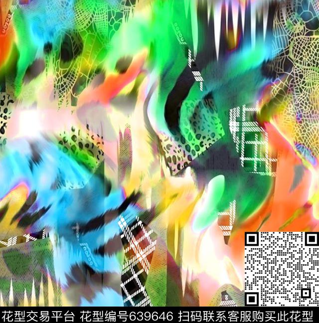 时尚大牌几何数码印花华亿平台下载（图片编号: 639646） - 瓦栏（Walan）