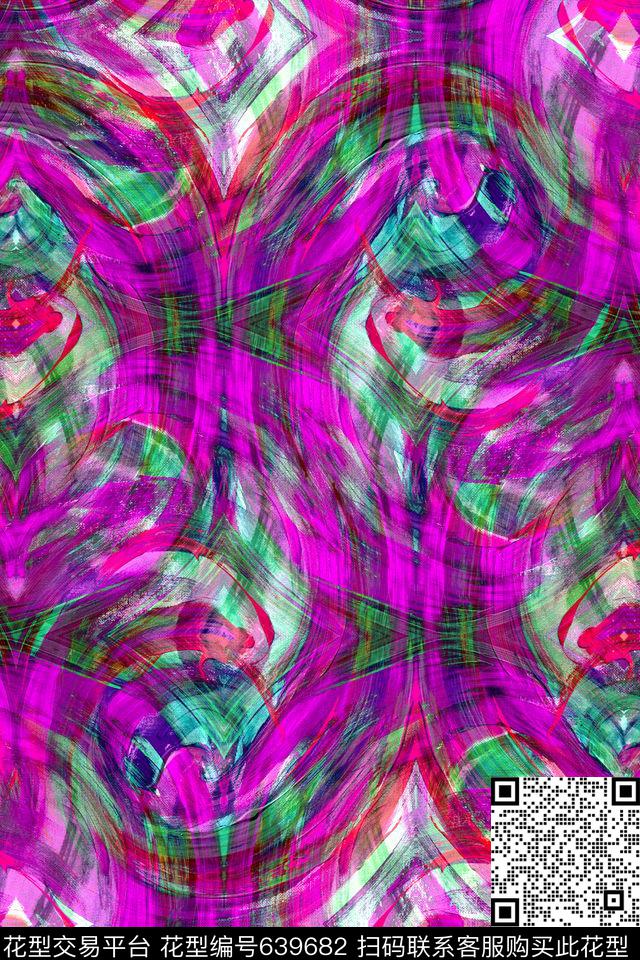 曲线细条纹波浪条纹数码印花华亿平台下载（图片编号: 639682） - 瓦栏（Walan）