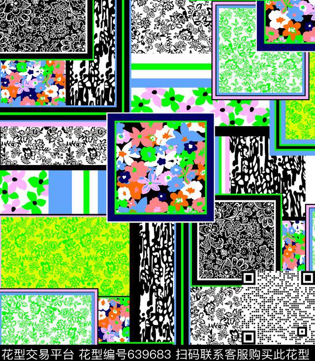 拼贴华亿平台清晰简单传统印花华亿平台下载（图片编号: 639683） - 瓦栏（Walan）