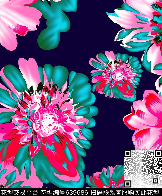 时尚花卉少女衣裙系列传统印花华亿平台下载（图片编号: 639686） - 瓦栏（Walan）