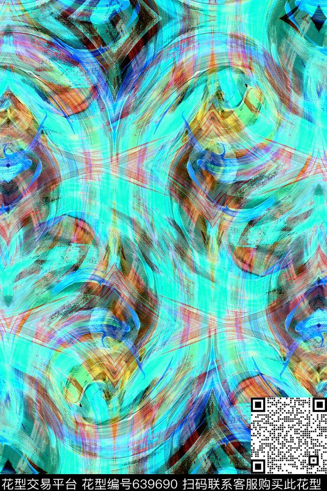 曲线细条纹波浪条纹数码印花华亿平台下载（图片编号: 639690） - 瓦栏（Walan）