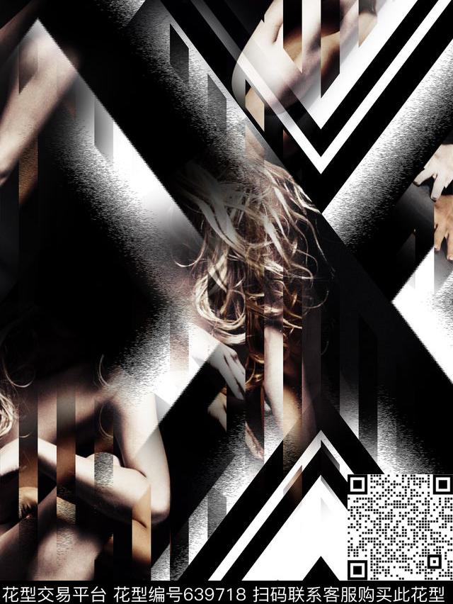 羽希--前卫几何抽象人体数码印花华亿平台下载（图片编号: 639718） - 瓦栏（Walan）