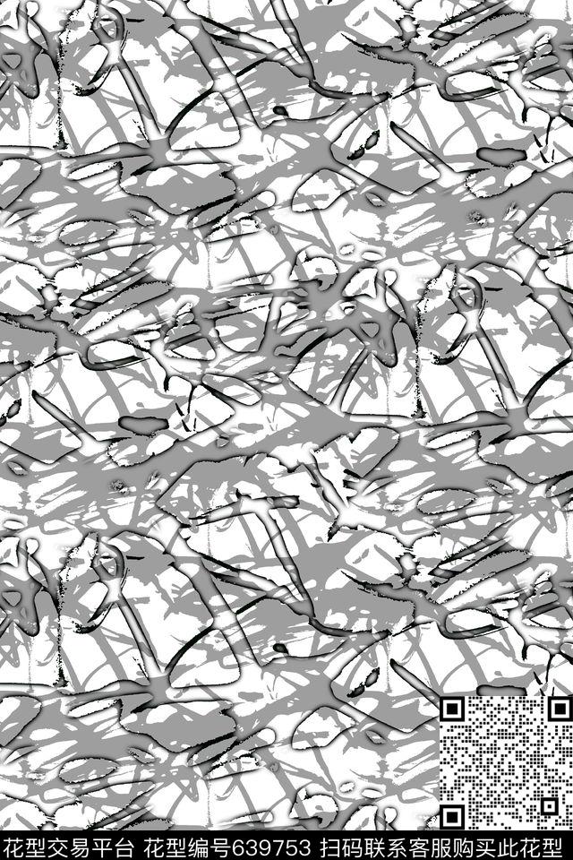抽象笔刷纹理衬衫传统印花华亿平台下载（图片编号: 639753） - 瓦栏（Walan）