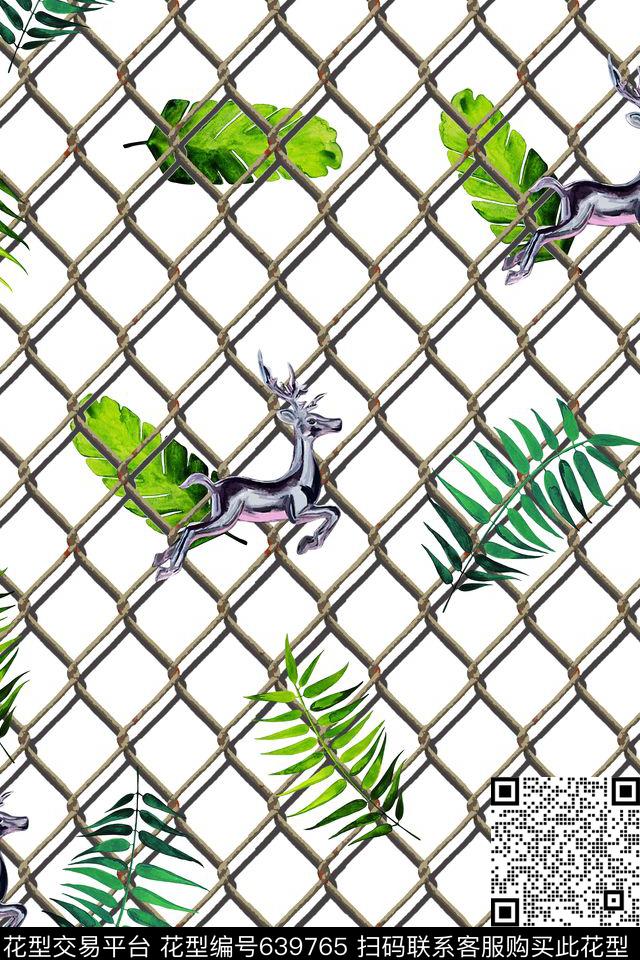 时尚女装衬衫裙款时装树枝叶子数码印花华亿平台下载（图片编号: 639765） - 瓦栏（Walan）