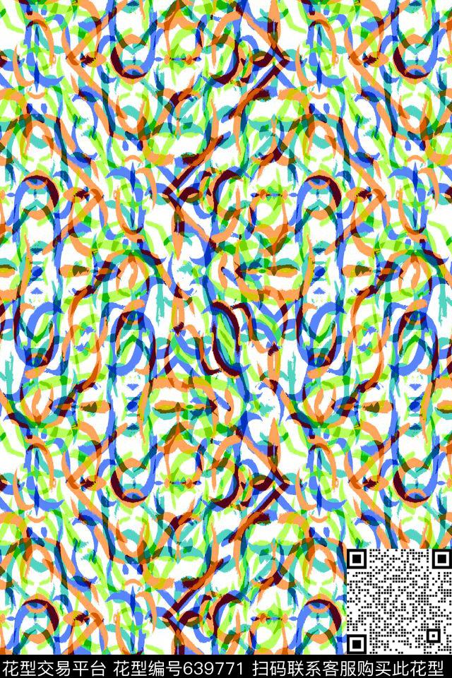 曲线波浪条纹细条纹数码印花华亿平台下载（图片编号: 639771） - 瓦栏（Walan）