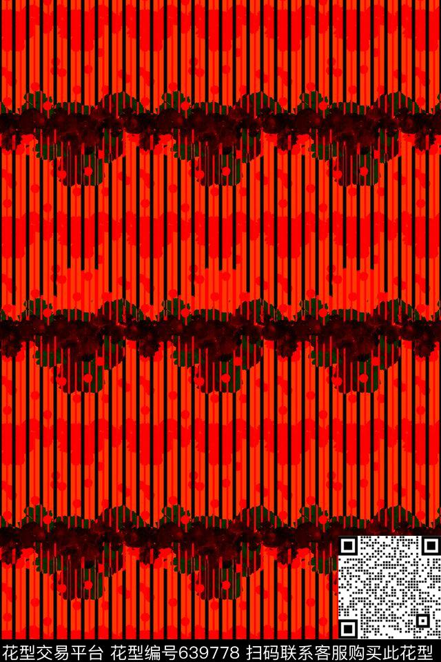 条纹乱花竖条数码印花华亿平台下载（图片编号: 639778） - 瓦栏（Walan）