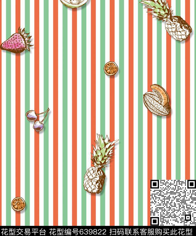 数码印花竖条条纹传统印花华亿平台下载（图片编号: 639822） - 瓦栏（Walan）