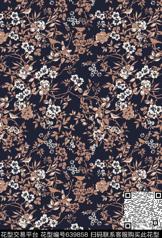 小碎花花朵花卉传统印花华亿平台下载（图片编号: 639858） - 瓦栏（Walan）
