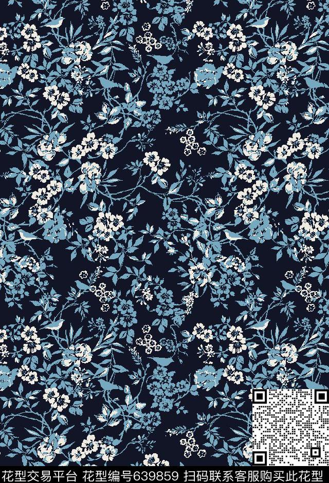 小碎花花朵花卉传统印花华亿平台下载（图片编号: 639859） - 瓦栏（Walan）