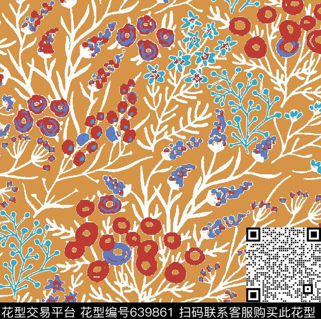 小碎花花朵花卉传统印花华亿平台下载（图片编号: 639861） - 瓦栏（Walan）