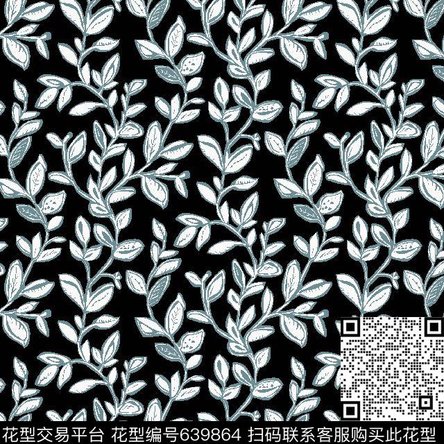 小碎花叶子树叶藤条传统印花华亿平台下载（图片编号: 639864） - 瓦栏（Walan）