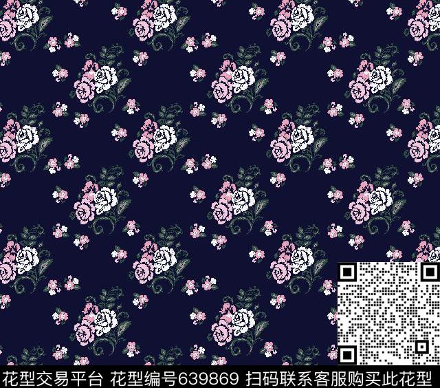 小碎花花朵花卉传统印花华亿平台下载（图片编号: 639869） - 瓦栏（Walan）