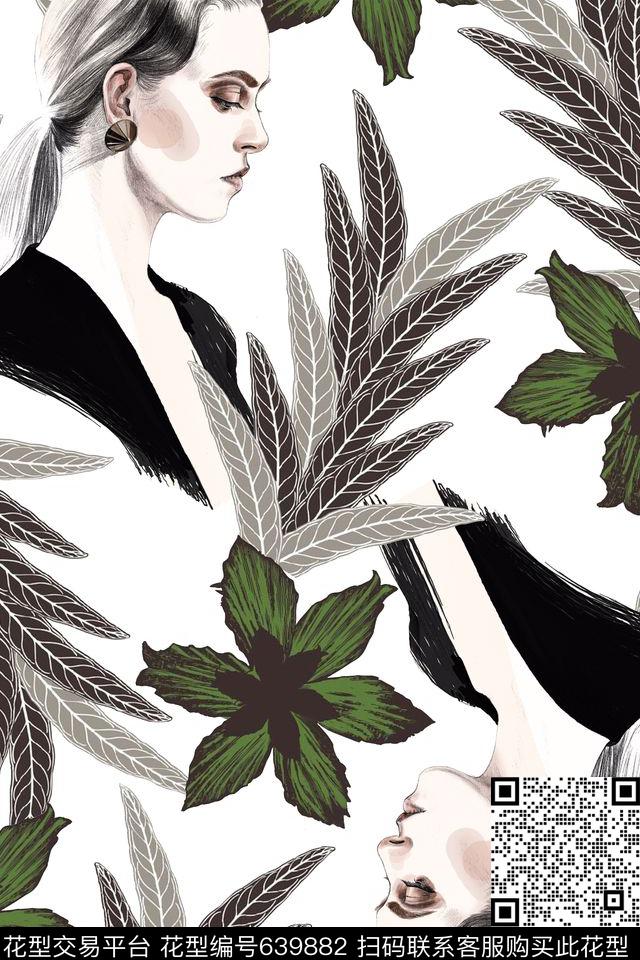 女人、花卉、素雅数码印花华亿平台下载（图片编号: 639882） - 瓦栏（Walan）