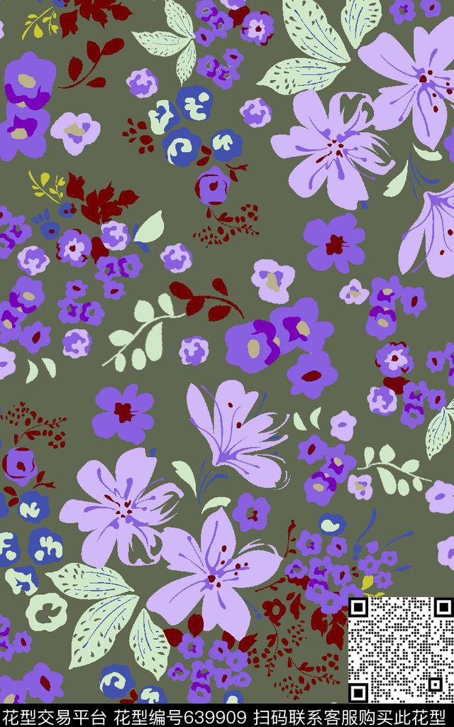小花小碎花抽象花卉传统印花华亿平台下载（图片编号: 639909） - 瓦栏（Walan）