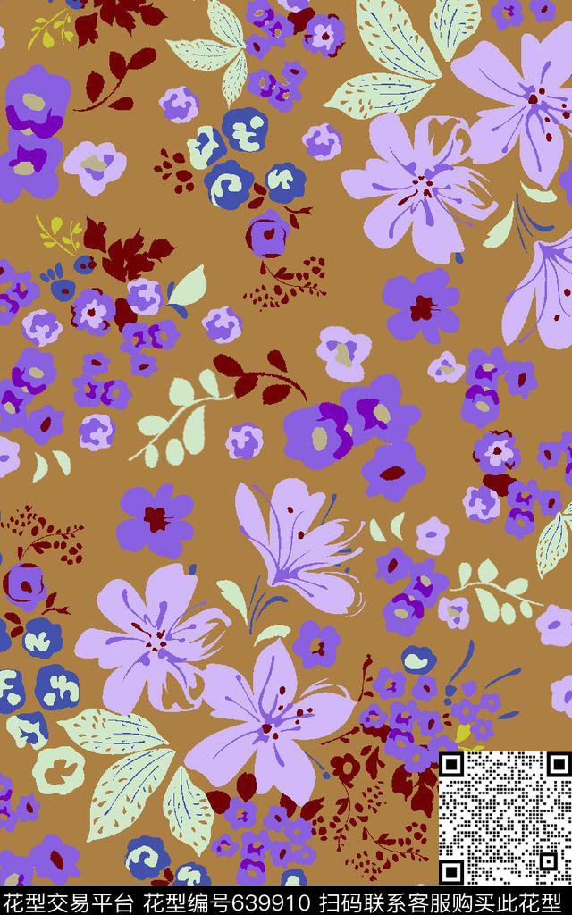 小花小碎花抽象花卉传统印花华亿平台下载（图片编号: 639910） - 瓦栏（Walan）