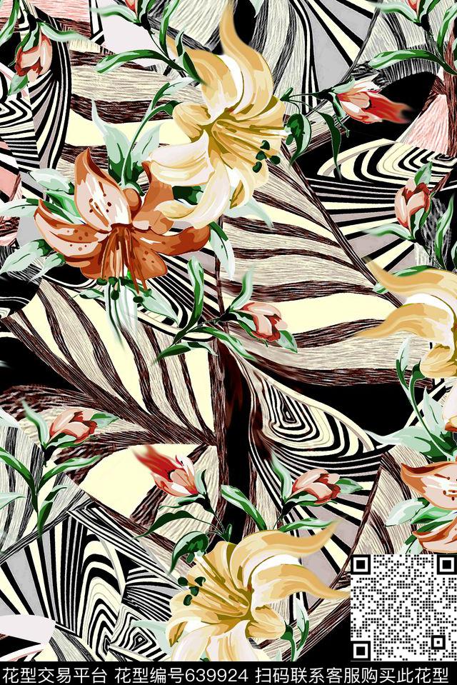 抽象元素抽象几何大气时尚风数码印花华亿平台下载（图片编号: 639924） - 瓦栏（Walan）